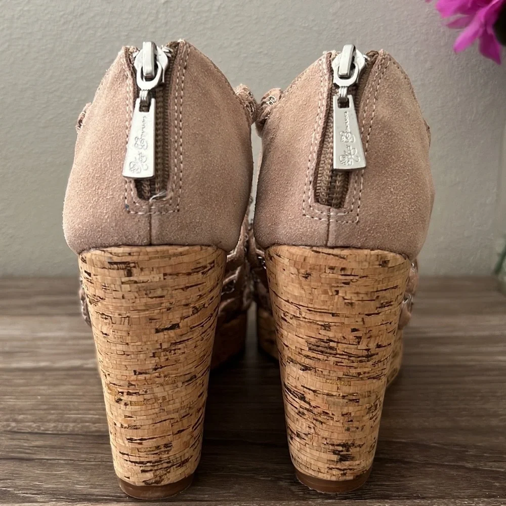 Matt Bernson Special Project Cork Wedges Sandals Suede/Chains 7.5M - Picture 7 of 16